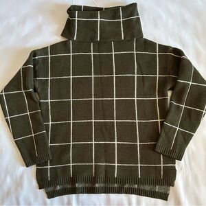 Pullover Sweater with High Neck and Window Pane Pattern by Kirundo Size Small